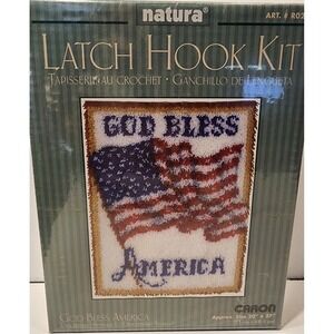 Caron Latch Hook Kit Natura R028 God Bless America Flag 20 x 27 Americana NEW